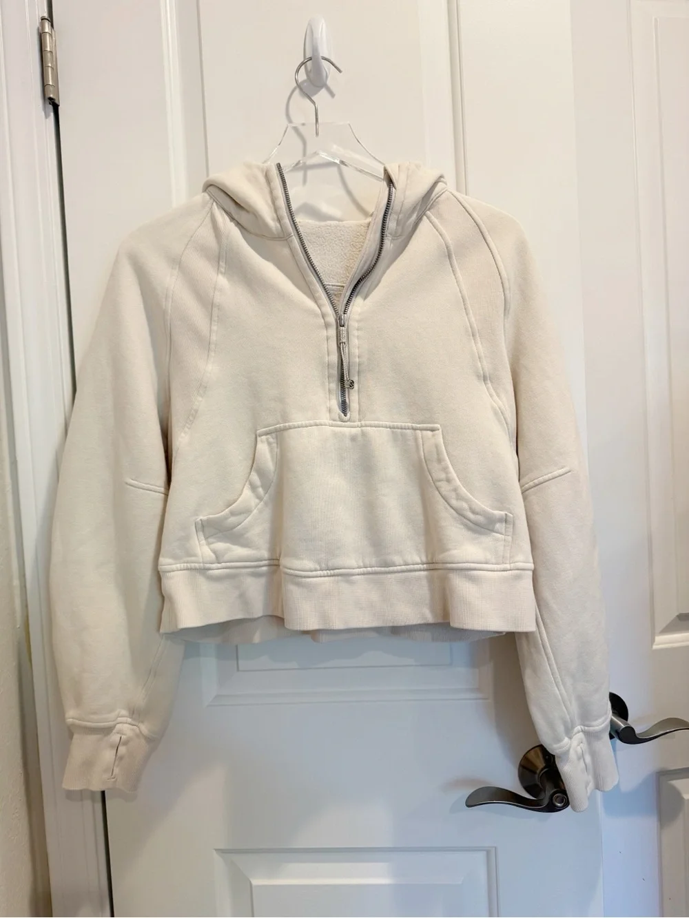 LULULEMON Oversized Scuba Half-Zip Hoodie Pullover Sweatshirt Cream XS/S